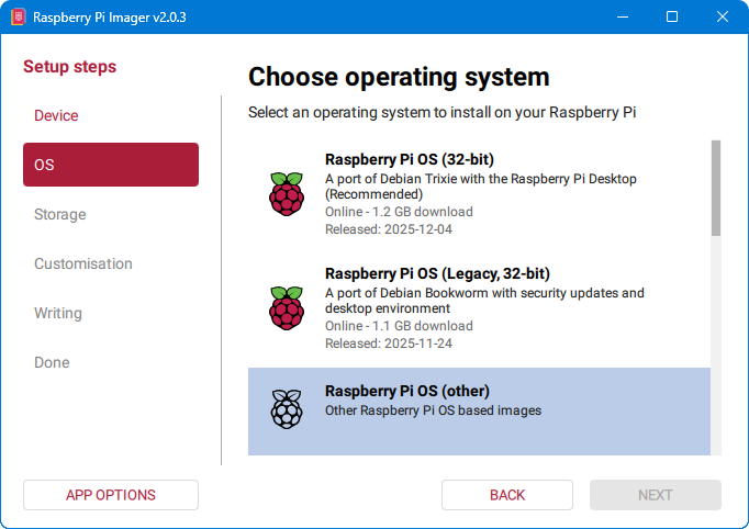 2. korak - Odabir operativnog sustava